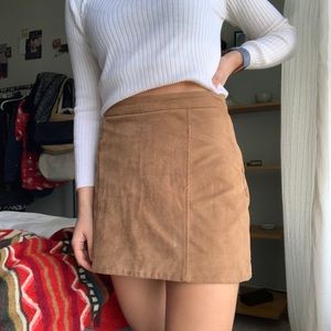 High waisted brown suede miniskirt